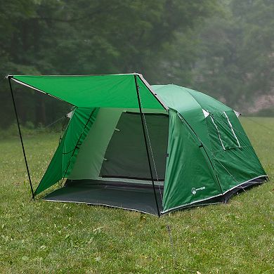 Wakeman Outdoors 4 Person Camping Tent with Attached Porch Canopy & Carrying Bag