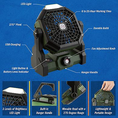 Wakeman Outdoors Camping Fan with Tent Light