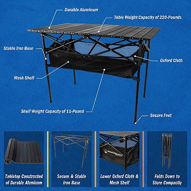 Wakeman Outdoors Storage Folding Camping Table