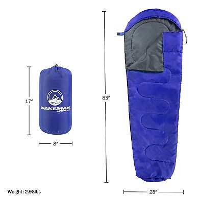 Wakeman Water-Resistant Cold Weather Adult Mummy Sleeping Bag