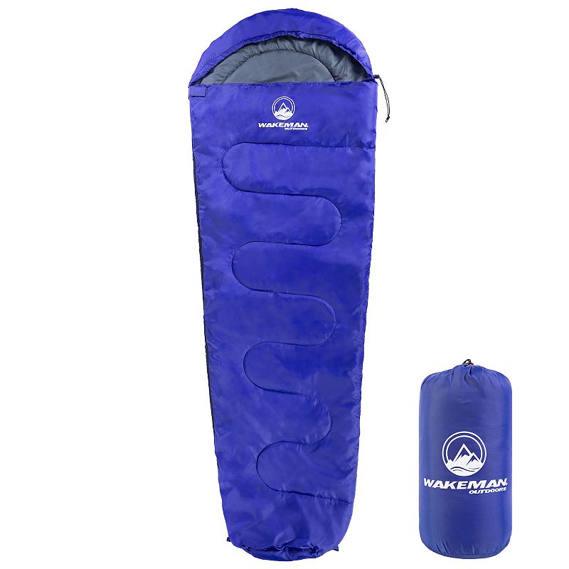 Wakeman Water-Resistant Cold Weather Adult Mummy Sleeping Bag, Blue