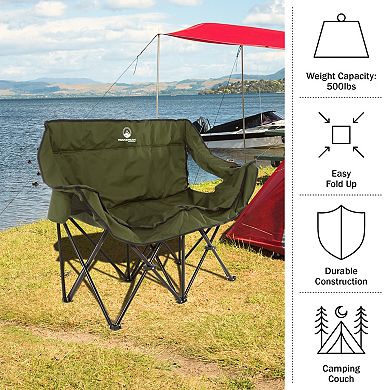 Wakeman Outdoors 2-Person Foldable Portable Padded Couch Camping Chair