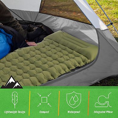 Wakeman Outdoors Inflatable Sleeping Pad with Built-In Foot Pump
