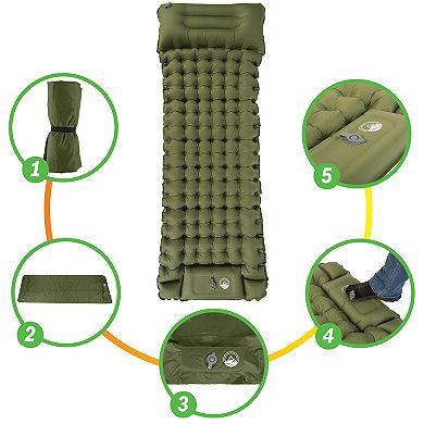 Wakeman Outdoors Inflatable Sleeping Pad with Built-In Foot Pump