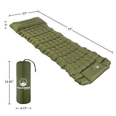 Wakeman Outdoors Inflatable Sleeping Pad with Built-In Foot Pump