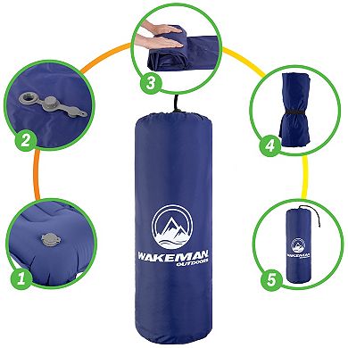 Wakeman Outdoors Inflatable Sleeping Pad with Built-In Foot Pump