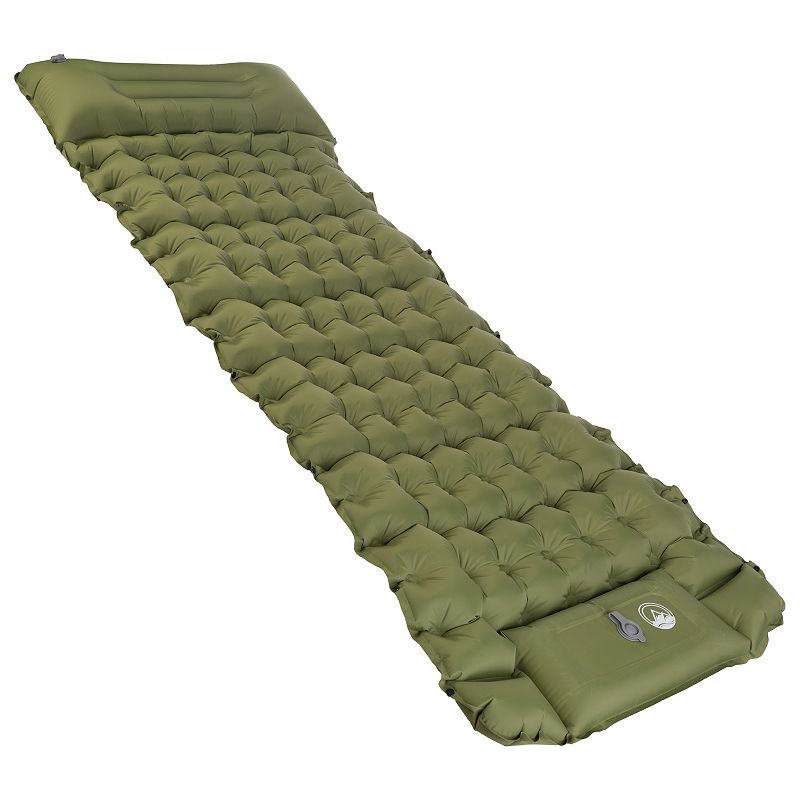 Wakeman Inflatable Sleeping Pad with Built-In Foot Pump, Green