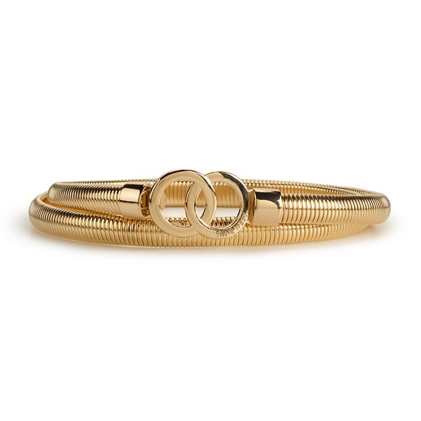 Nine West Cobra Double Ring Stretch Belt - Gold (M-L)