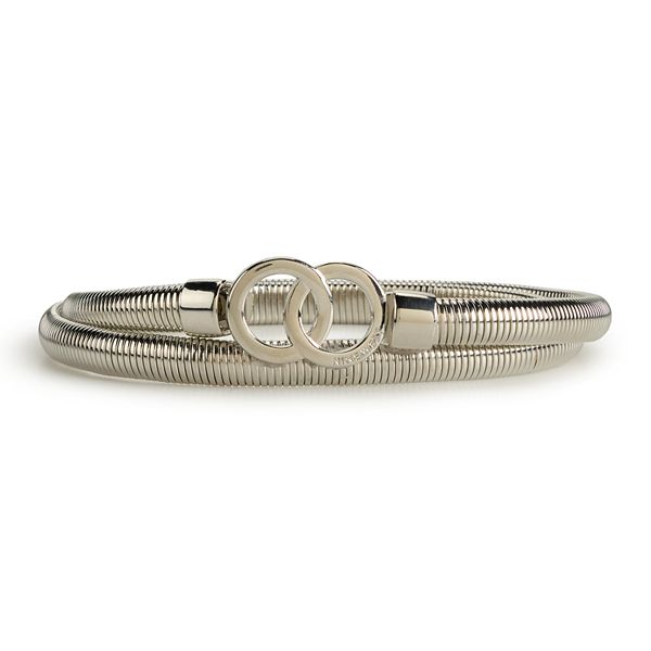 Nine West Cobra Double Ring Stretch Belt - Silver (M-L)