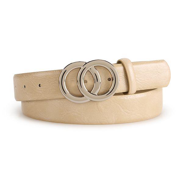 Women's Nine West Double Ring Belt - Taupe (SMALL)