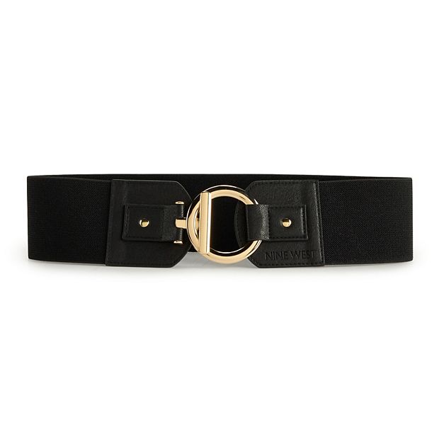 Nine West belt Nine West Black Leather Belt With White Stitching & Silver  main image 2