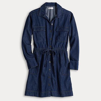 sonoma denim dress Women's Sonoma Goods For Life Denim Western Shirt Dress
