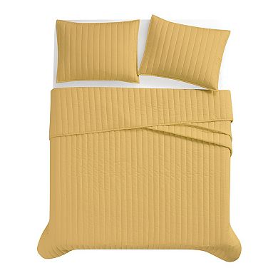 Brooklyn Loom Solid Cotton Percale Quilt Set with Shams