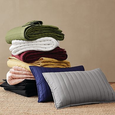 Brooklyn Loom Solid Cotton Percale Quilt Set with Shams