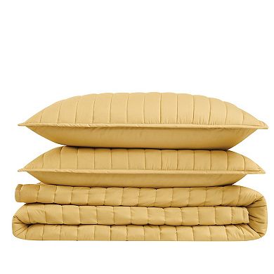 Brooklyn Loom Solid Cotton Percale Quilt Set with Shams