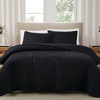 Brooklyn Loom Solid Cotton Percale Quilt Set with Shams