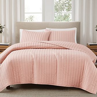 Brooklyn Loom Solid Cotton Percale Quilt Set with Shams