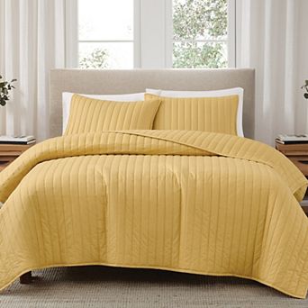 Brooklyn Loom Solid Cotton Percale Quilt Set with Shams