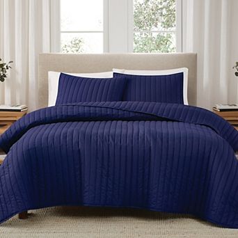 Brooklyn Loom Solid Cotton Percale Quilt Set with Shams