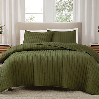 Brooklyn Loom Solid Cotton Percale Quilt Set with Shams