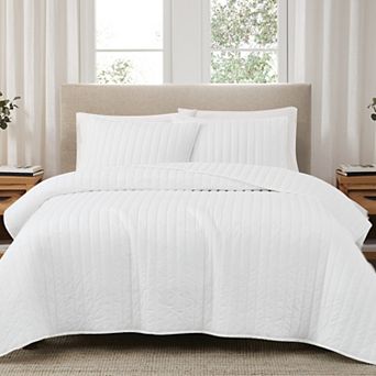 Brooklyn Loom Solid Cotton Percale Quilt Set with Shams