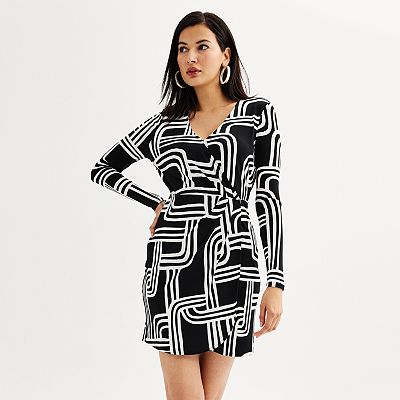 Women's Nine West Long Sleeve Wrap Dress