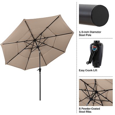 1 3 8 diameter pole patio umbrella TheLAShop 13ft 8-Rib Wood with Stand for Outdoor Featuring Sunbrella Fabric Plaza Del Caribe | San
