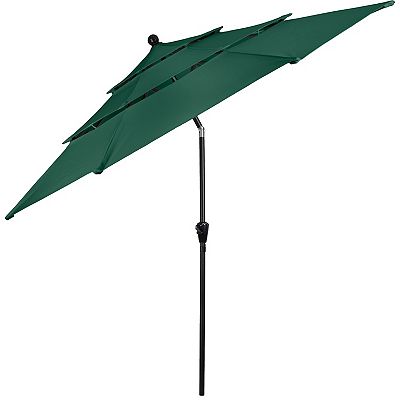 at home patio table umbrella Amazon.com : 10 FT Patio Umbrella, 3 Tier Outdoor Table Umbrella with 8  Sturdy Glass Fiber Ribs and Push Button Tilt, Outdoor Patio Umbrellas for  Market Pool Garden Backyard, 1.5" Pole, Champagne (