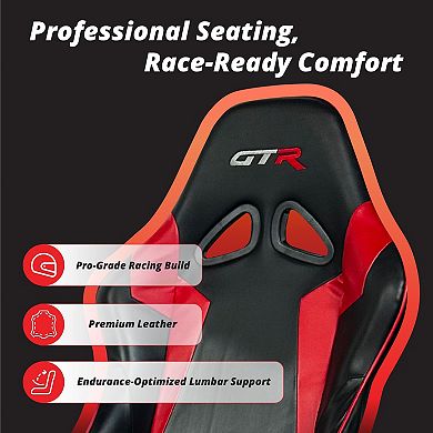 GTR Simulator GTA Pro Model Adjustable Seat & Wheel Reinforced Steel Chassis Black