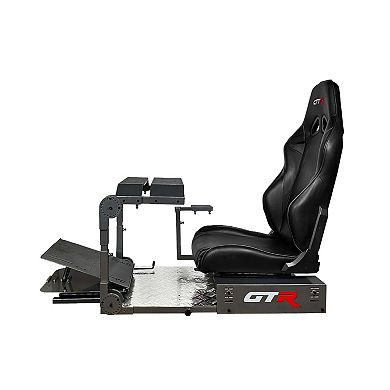 GTR Simulator GTA Pro Model Adjustable Seat & Wheel Reinforced Steel Chassis Black