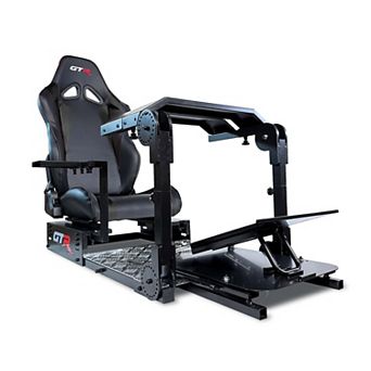 GTR Simulator GTA Pro Model Adjustable Seat & Wheel Reinforced Steel Chassis Black