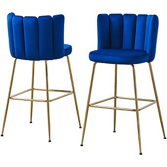 Best Master Furniture Elegante Velvet Fabric Bar Stools (Set of 2)