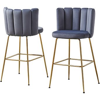 Best Master Furniture Elegante Velvet Fabric Bar Stools (Set of 2)