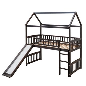 Modern Loft Bed with Slide, House Bed with Slide