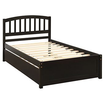 Merax Platform Bed Wood Bed Frame with Trundle