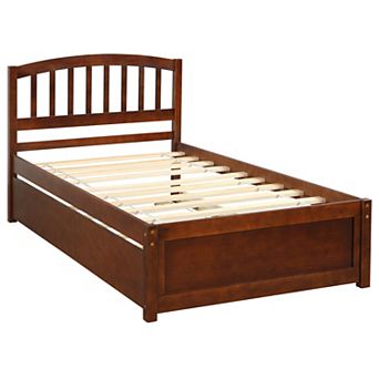 Merax Platform Bed Wood Bed Frame with Trundle
