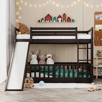 Merax Twin Bunk Bed with Slide and Ladder