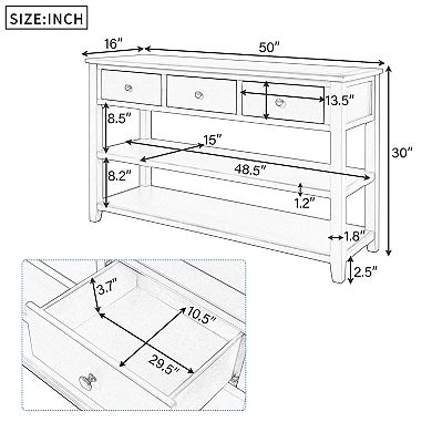 Retro Design Console Table With Two Open Shelves