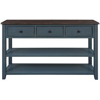 Retro Design Console Table With Two Open Shelves