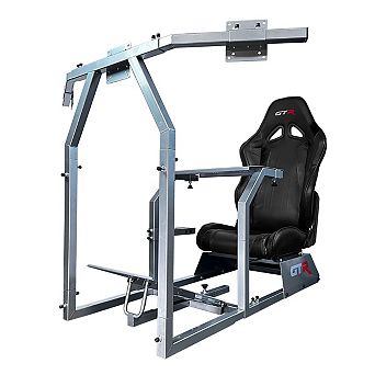 Gtr Simulator Gta-f Model Silver Frame Racing Cockpit Triple Monitor Stand Adjustable Racing Seat