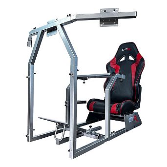 Gtr Simulator Gta-f Model Silver Frame Racing Cockpit Triple Monitor Stand Adjustable Racing Seat