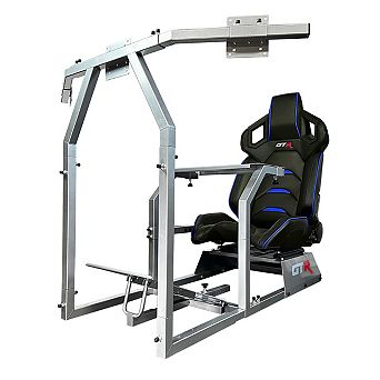 Gtr Simulator Gta-f Model Silver Frame Racing Cockpit Triple Monitor Stand Adjustable Racing Seat