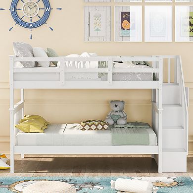 Merax Stairway Twin Bunk Bed with Storage and Guard Rail for Bedroom