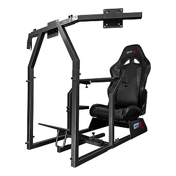 Gtr Simulator Gta-f Model Black Frame Racing Cockpit Triple Monitor Stand Adjustable Racing Seat