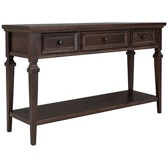 Merax Classic Retro Style Console Table With Three Top Drawers And Open Style Bottom Shelf