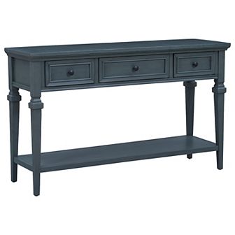 Merax Classic Retro Style Console Table With Three Top Drawers And Open Style Bottom Shelf