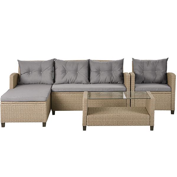 5-piece Aluminum Outdoor Patio Furniture Set，modern Garden Sectional