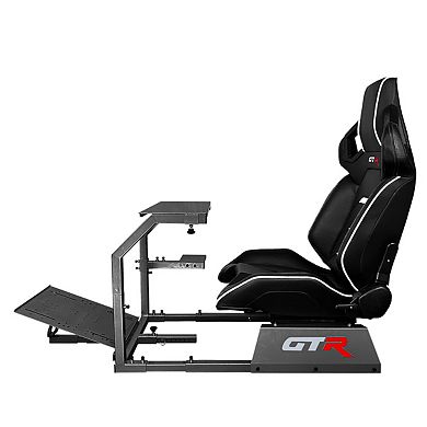 Gtr Simulator Gta Model Majestic Black Frame Adjustable Leatherette Racing Seat Racing Cockpit
