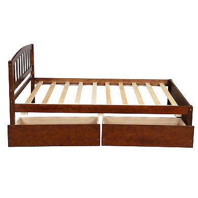 Merax Platform Storage Bed Wood Bed Frame