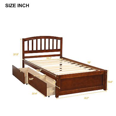 Merax Platform Storage Bed Wood Bed Frame